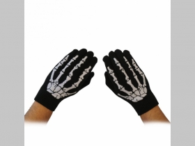 smrtka - kostra pletené pružné rukavice,  farba: čierna, materiál: 80%akryl 20%spandex, univerzálna veľkosť